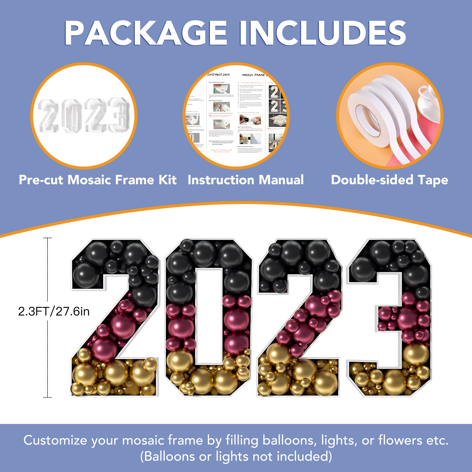 ZPISF 2023 Graduation Decorations, Large PRE-Cut 2023 Marquee Light Up Numbers Kit, Mosaic Foam Board Grad Sign, Class of 2023 Party Decor for Preschool High School College Prom Decoration