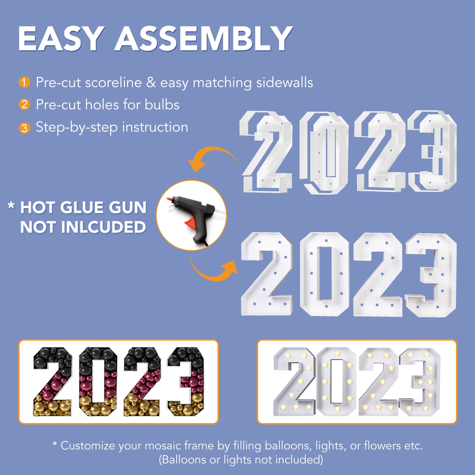ZPISF 2023 Graduation Decorations, Large PRE-Cut 2023 Marquee Light Up Numbers Kit, Mosaic Foam Board Grad Sign, Class of 2023 Party Decor for Preschool High School College Prom Decoration