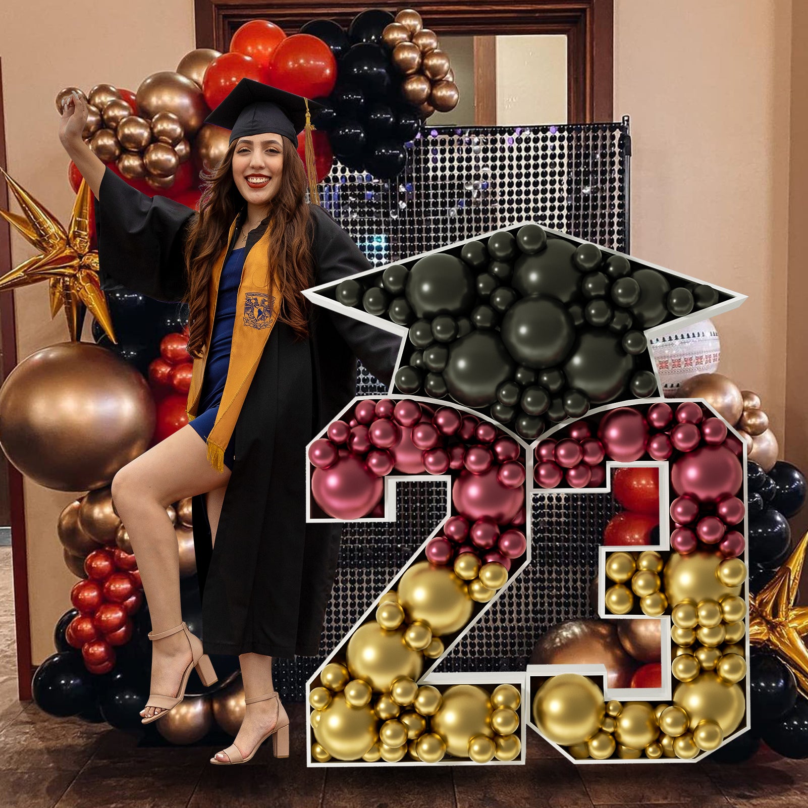 ZPISF 5FT Graduation Decorations Class of 2023, 60" 2023 Marquee Numbers Pre-Cut Frame Kit, Marquee Light Up Letters 23 with Graduation Cap for Preschool High School College Prom Party Decor