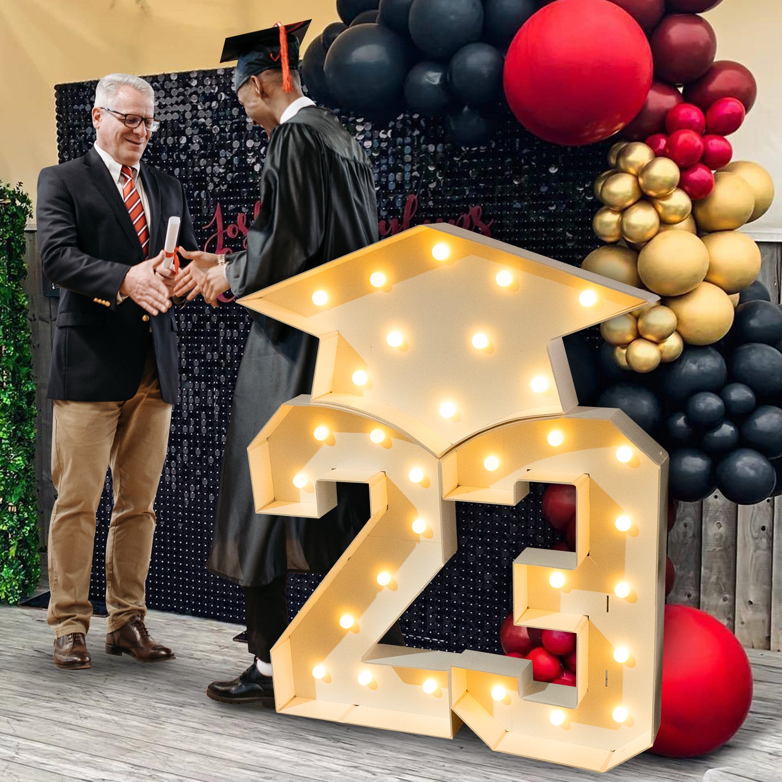 ZPISF 5FT Graduation Decorations Class of 2023, 60" 2023 Marquee Numbers Pre-Cut Frame Kit, Marquee Light Up Letters 23 with Graduation Cap for Preschool High School College Prom Party Decor