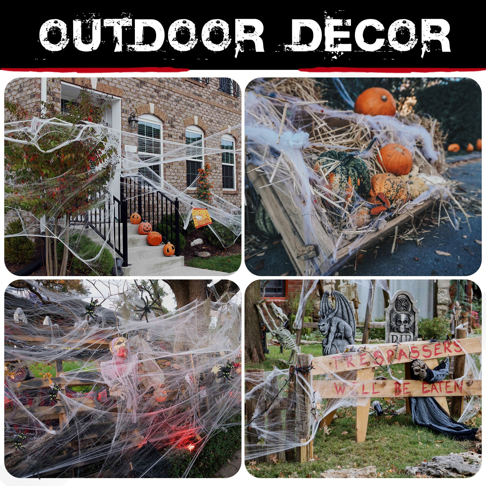 1000 sqft Spider Webs Halloween Decorations Bonus with 77 Fake Spiders, Super Stretch Cobwebs for Halloween Indoor and Outdoor Party Supplies